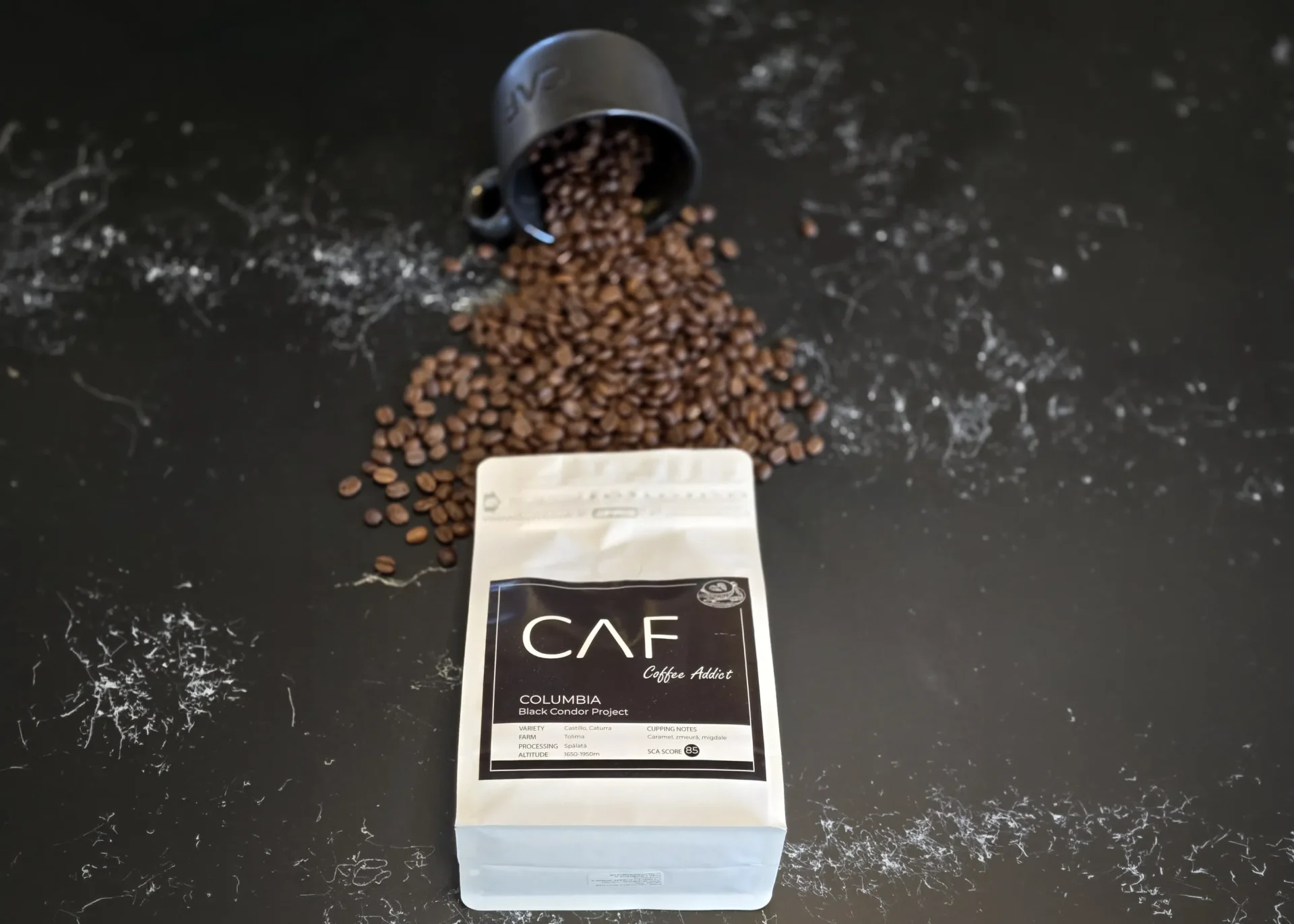 Pachet de cafea CAF Columbia și boabe de cafea